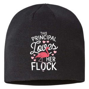 This Principal Loves Her Flock Flamingo Teacher School Gift Sustainable Beanie