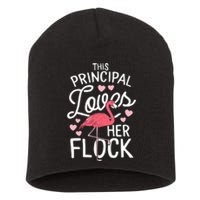 This Principal Loves Her Flock Flamingo Teacher School Gift Short Acrylic Beanie