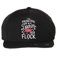 This Principal Loves Her Flock Flamingo Teacher School Gift Wool Snapback Cap