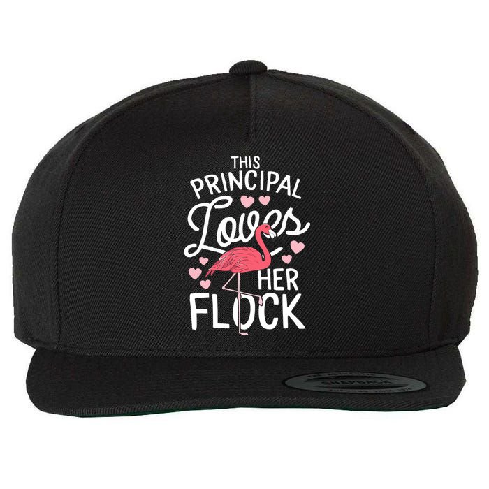 This Principal Loves Her Flock Flamingo Teacher School Gift Wool Snapback Cap