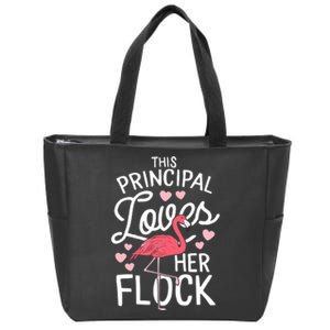 This Principal Loves Her Flock Flamingo Teacher School Gift Zip Tote Bag