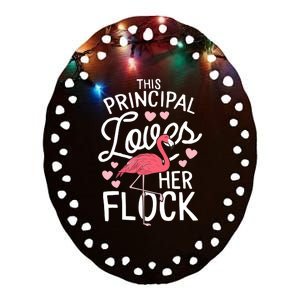 This Principal Loves Her Flock Flamingo Teacher School Gift Ceramic Oval Ornament