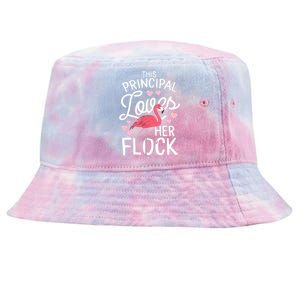 This Principal Loves Her Flock Flamingo Teacher School Gift Tie-Dyed Bucket Hat