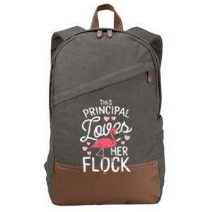 This Principal Loves Her Flock Flamingo Teacher School Gift Cotton Canvas Backpack