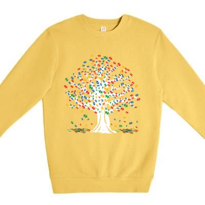 Tree Puzzle Love Special April Autism Awareness Gift Premium Crewneck Sweatshirt