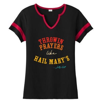 Throwin Prayers Like Hail Marys Retro Apparel Ladies Halftime Notch Neck Tee