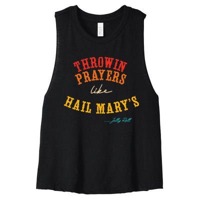 Throwin Prayers Like Hail Marys Retro Apparel Women's Racerback Cropped Tank