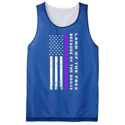 Thin Purple Line Land Of The Free Because Of The Brave Gift Mesh Reversible Basketball Jersey Tank