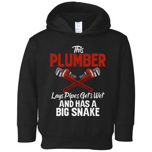 This Plumber lays Pipes gets wet and has a big Snake Plumber Toddler Hoodie