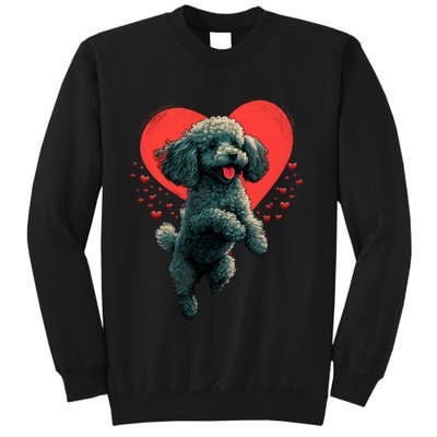 Toy Poodle Love Heart For Valentines Day On Poodle Lover Sweatshirt