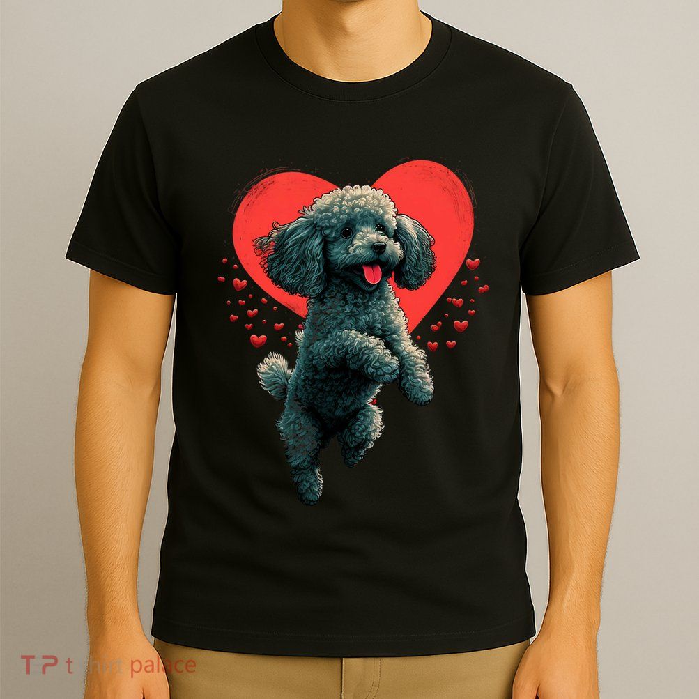 Toy Poodle Love Heart For Valentines Day On Poodle Lover T-Shirt