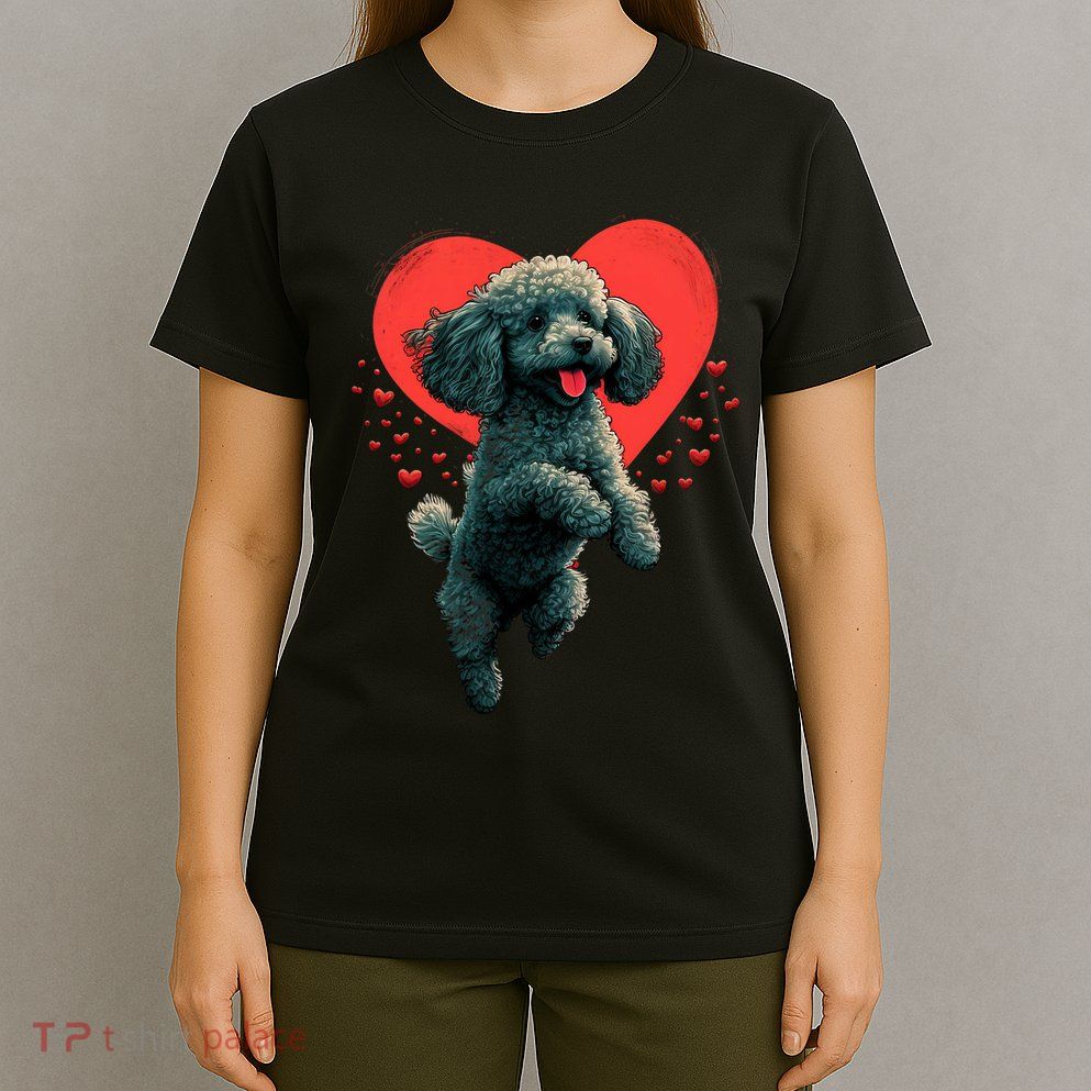Toy Poodle Love Heart For Valentines Day On Poodle Lover T-Shirt
