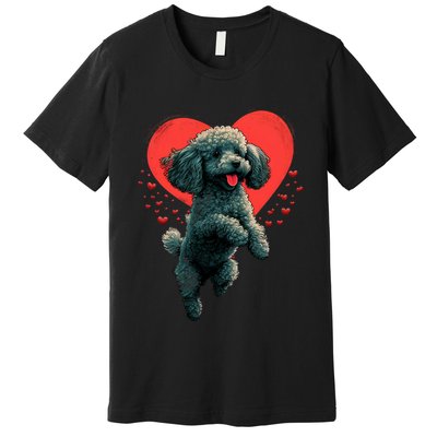 Toy Poodle Love Heart For Valentines Day On Poodle Lover Premium T-Shirt