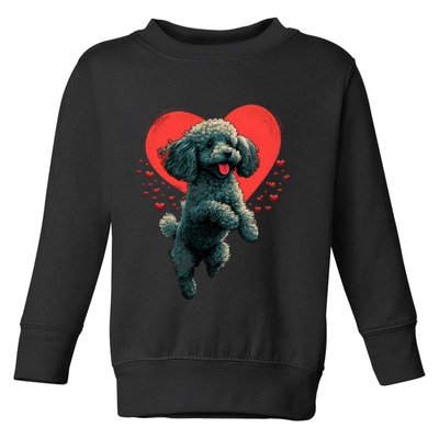 Toy Poodle Love Heart For Valentines Day On Poodle Lover Toddler Sweatshirt