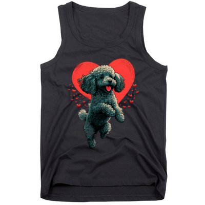 Toy Poodle Love Heart For Valentines Day On Poodle Lover Tank Top