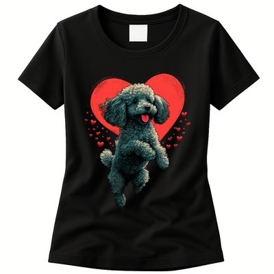 Toy Poodle Love Heart For Valentines Day On Poodle Lover Womens T-Shirt