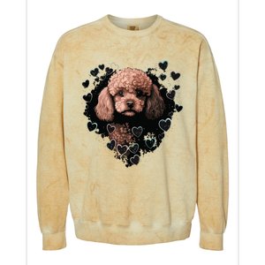 Toy Poodle Love Heart For Valentines Day On Poodle Lover Colorblast Crewneck Sweatshirt