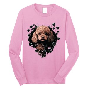 Toy Poodle Love Heart For Valentines Day On Poodle Lover Long Sleeve Shirt