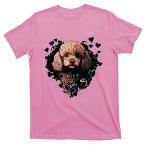 Toy Poodle Love Heart For Valentines Day On Poodle Lover T-Shirt