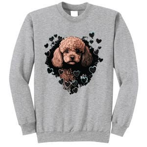 Toy Poodle Love Heart For Valentines Day On Poodle Lover Sweatshirt