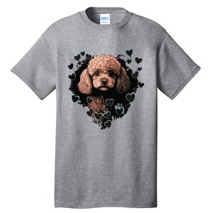 Toy Poodle Love Heart For Valentines Day On Poodle Lover Tall T-Shirt