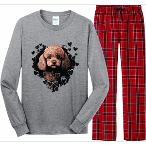 Toy Poodle Love Heart For Valentines Day On Poodle Lover Long Sleeve Pajama Set