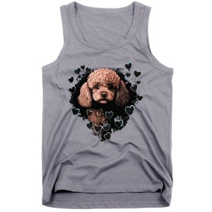 Toy Poodle Love Heart For Valentines Day On Poodle Lover Tank Top