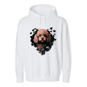 Toy Poodle Love Heart For Valentines Day On Poodle Lover Garment-Dyed Fleece Hoodie