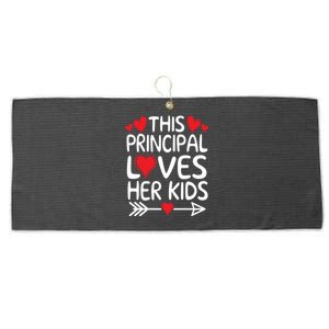 This Principal Loves Her Valentines Day Hearts School Funny Gift Large Microfiber Waffle Golf Towel