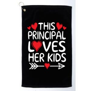 This Principal Loves Her Valentines Day Hearts School Funny Gift Platinum Collection Golf Towel