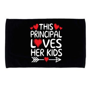 This Principal Loves Her Valentines Day Hearts School Funny Gift Microfiber Hand Towel