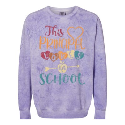 This Principal Loves Her School Teacher Funny Principal Colorblast Crewneck Sweatshirt