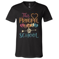 This Principal Loves Her School Teacher Funny Principal V-Neck T-Shirt