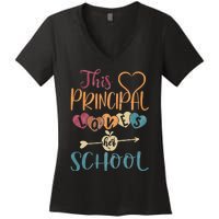 This Principal Loves Her School Teacher Funny Principal Women's V-Neck T-Shirt