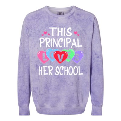 This Principal Loves Her School Gift Valentines Day Meaningful Gift Colorblast Crewneck Sweatshirt