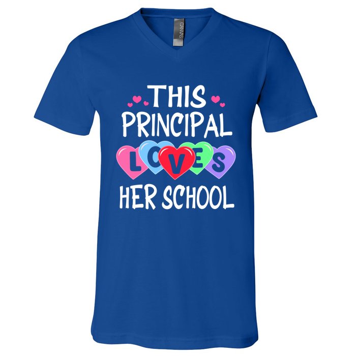 This Principal Loves Her School Gift Valentines Day Meaningful Gift V-Neck T-Shirt