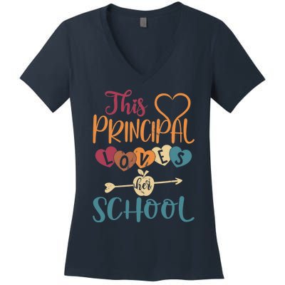 This Principal Loves Her School Teacher Funny Principal Women's V-Neck T-Shirt