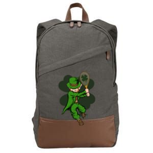 Tennis Player Leprechaun St Patrick's Day Tennis Gift Cotton Canvas Backpack