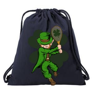 Tennis Player Leprechaun St Patrick's Day Tennis Gift Drawstring Bag