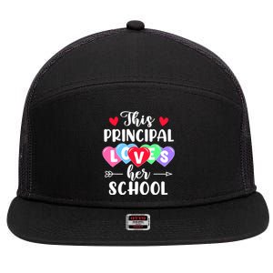 This Principal Loves Her School Gift Funny Valentine's Day Cute Gift 7 Panel Mesh Trucker Snapback Hat