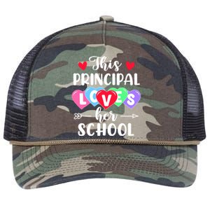 This Principal Loves Her School Gift Funny Valentine's Day Cute Gift Retro Rope Trucker Hat Cap