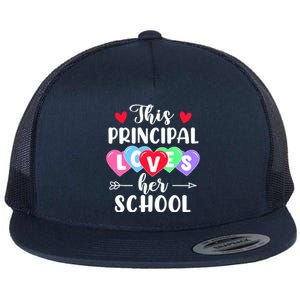 This Principal Loves Her School Gift Funny Valentine's Day Cute Gift Flat Bill Trucker Hat