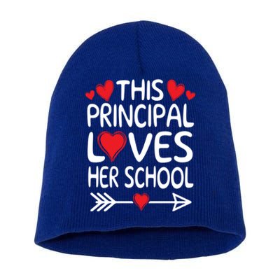 This Principal Loves Her School Valentines Day Class Hearts Gift Short Acrylic Beanie