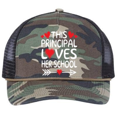 This Principal Loves Her School Valentines Day Class Hearts Gift Retro Rope Trucker Hat Cap