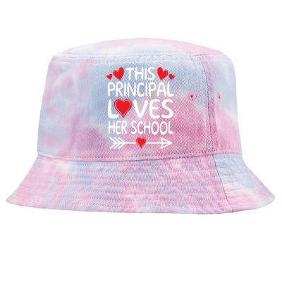 This Principal Loves Her School Valentines Day Class Hearts Gift Tie-Dyed Bucket Hat