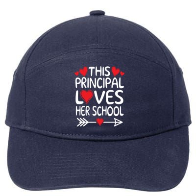 This Principal Loves Her School Valentines Day Class Hearts Gift 7-Panel Snapback Hat