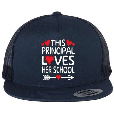 This Principal Loves Her School Valentines Day Class Hearts Gift Flat Bill Trucker Hat