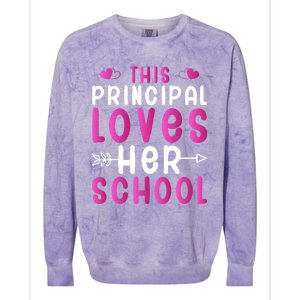 This Principal Loves Her School Valentines Day Gift Cute Gift Colorblast Crewneck Sweatshirt