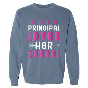 This Principal Loves Her School Valentines Day Gift Cute Gift Garment-Dyed Sweatshirt