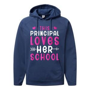 This Principal Loves Her School Valentines Day Gift Cute Gift Performance Fleece Hoodie